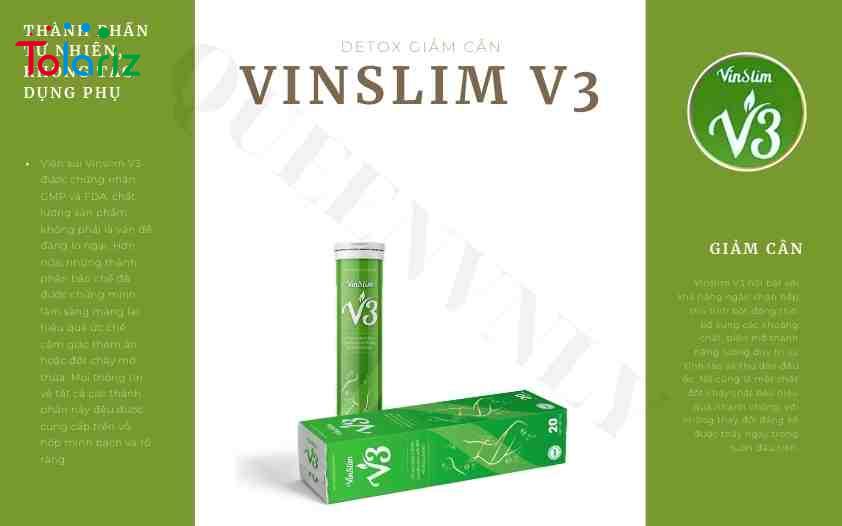 Viên sủi giảm cân Vinslim V3 tuýp 20 viên